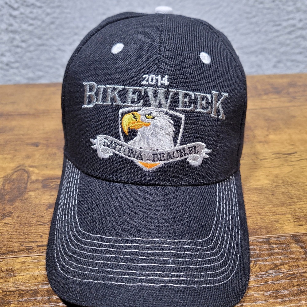 2014 Bike Week Daytona Beach FL Black Embroidered Eagle Hat